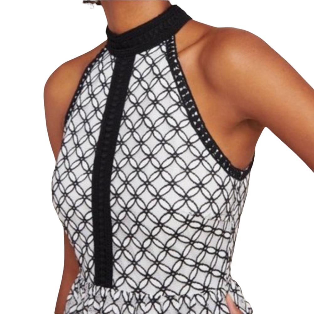 Anthropologie Eri + Ali Ninetta Lace Mini Dress Black & White Size 2 NWOT